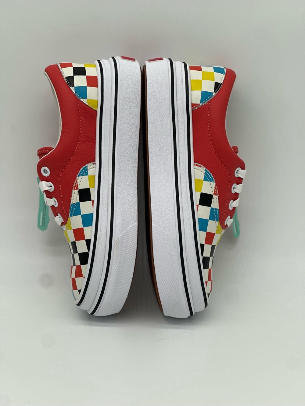 Vans Multi-Color Checkerboard and Red Low Top Sneakers - Picture 5 of 10
